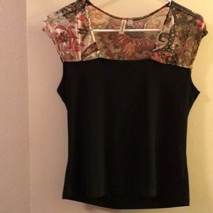 Black top with sheer detail